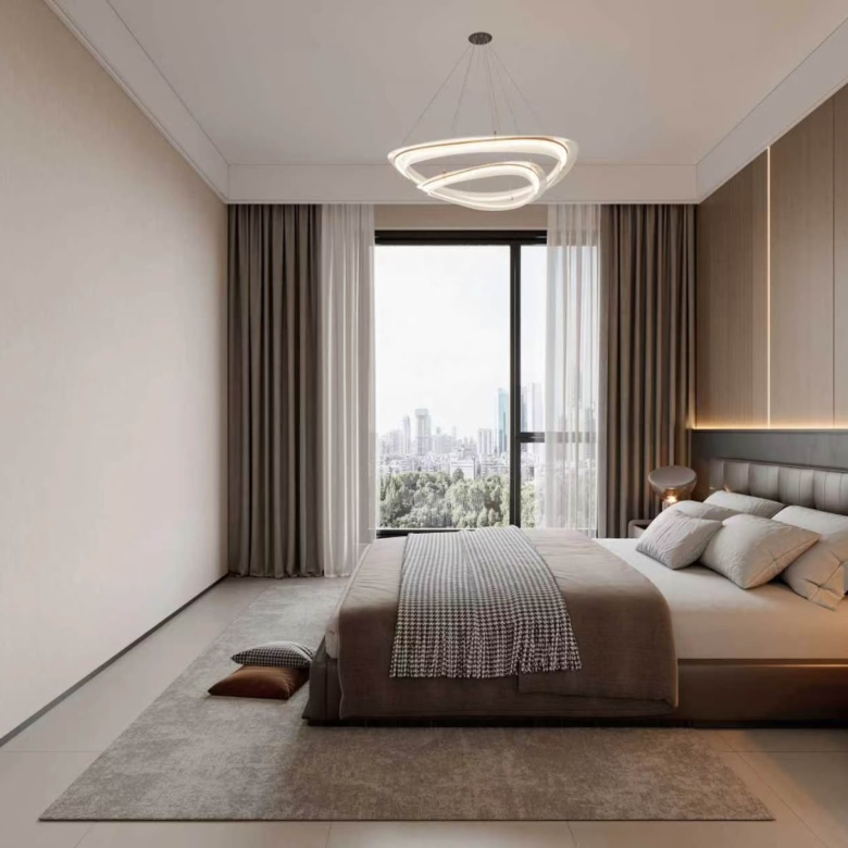 Modern master bedroom with city views at Bahari Central Kilimani