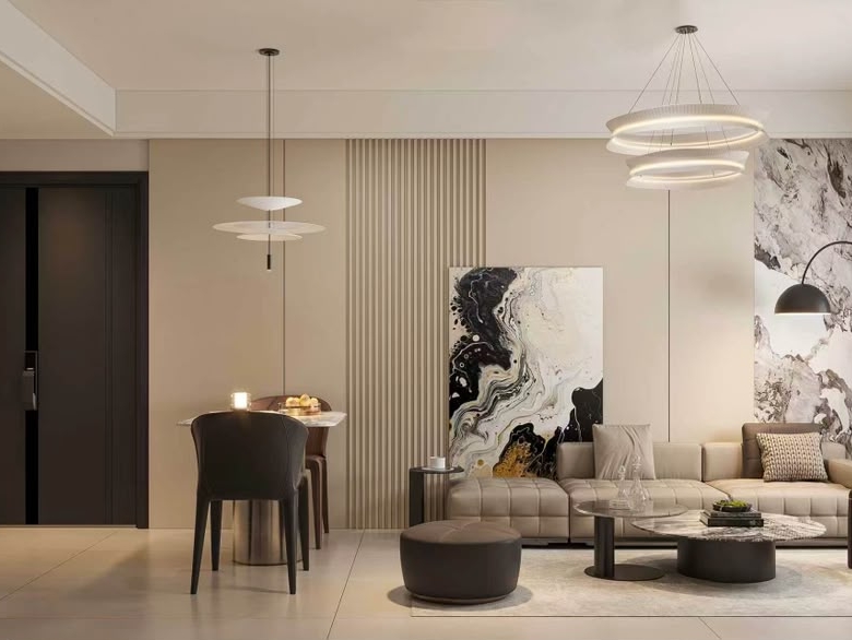 Modern apartment living and dining area at