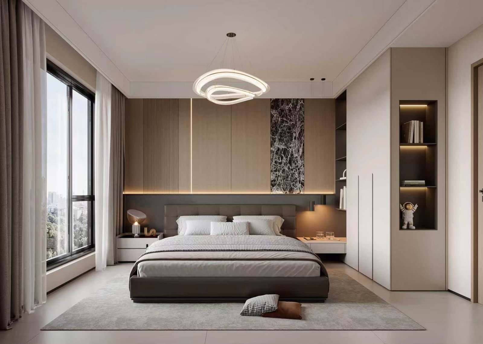 Contemporary bedroom with built-in storage at Bahari Central Kilimani
