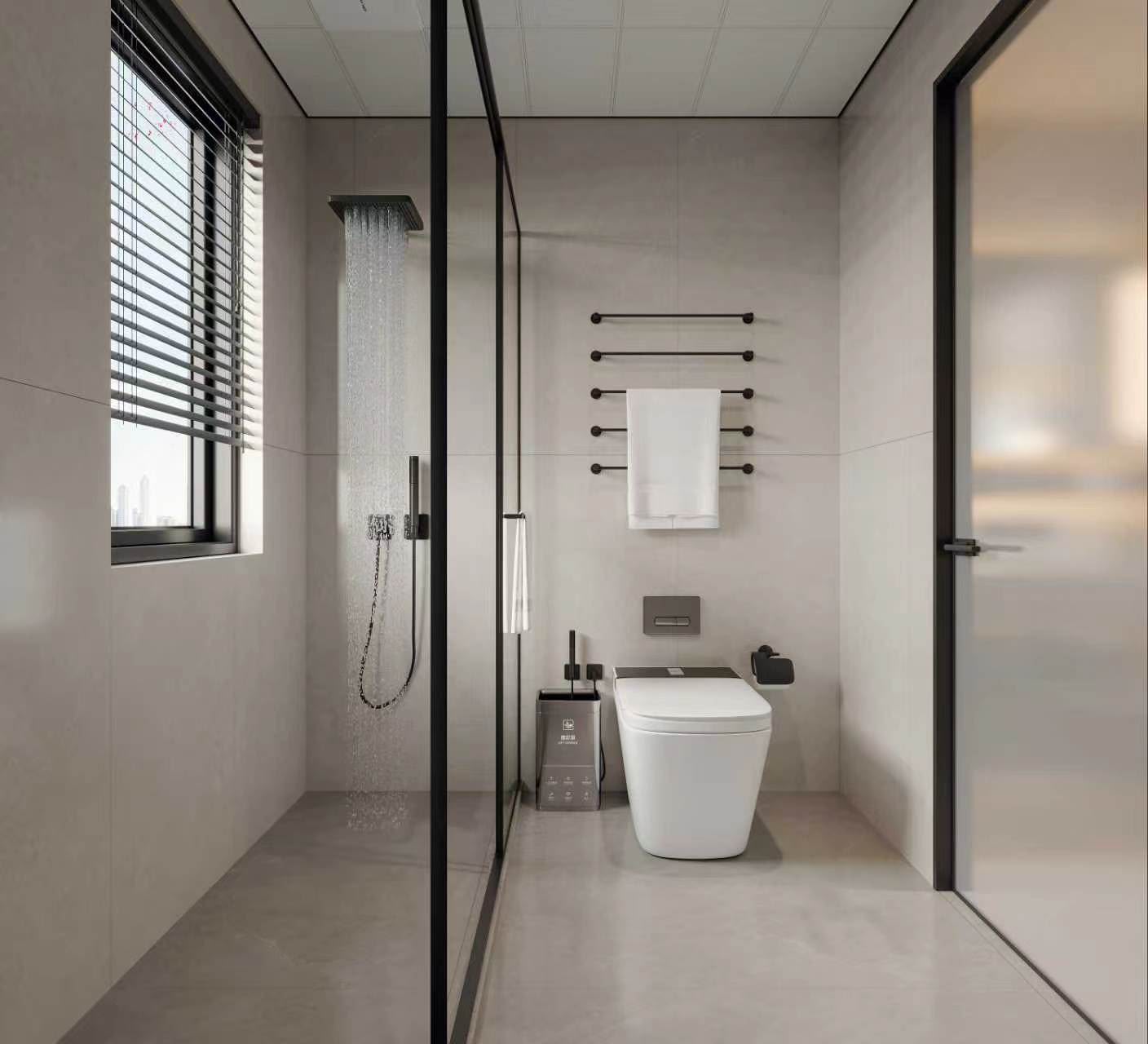 Modern bathroom with glass shower enclosure at Bahari Central Kilimani
