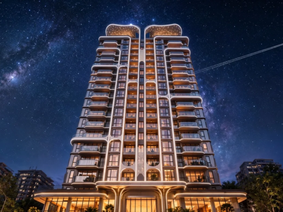 Night view of Himalaya Halo Westlands apartment tower