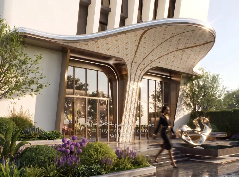 Santorini Residence Westlands main entrance with curved canopy and landscaped gardens