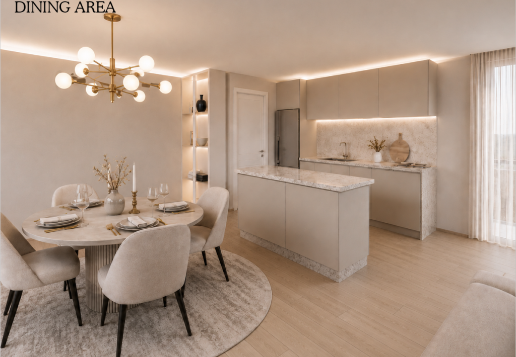Avero Residence Westlands open-plan kitchen and dining area with island counter