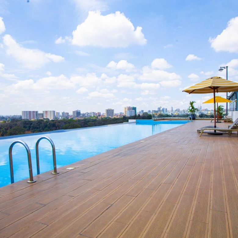 Rooftop swimming pool at a serviced 2 bedroom apartment for rent in Parklands Nairobi