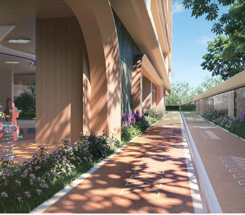 Avana Oasis Apartments landscaped jogging trail with dedicated walking paths, beautiful gardens and outdoor recreational spaces.