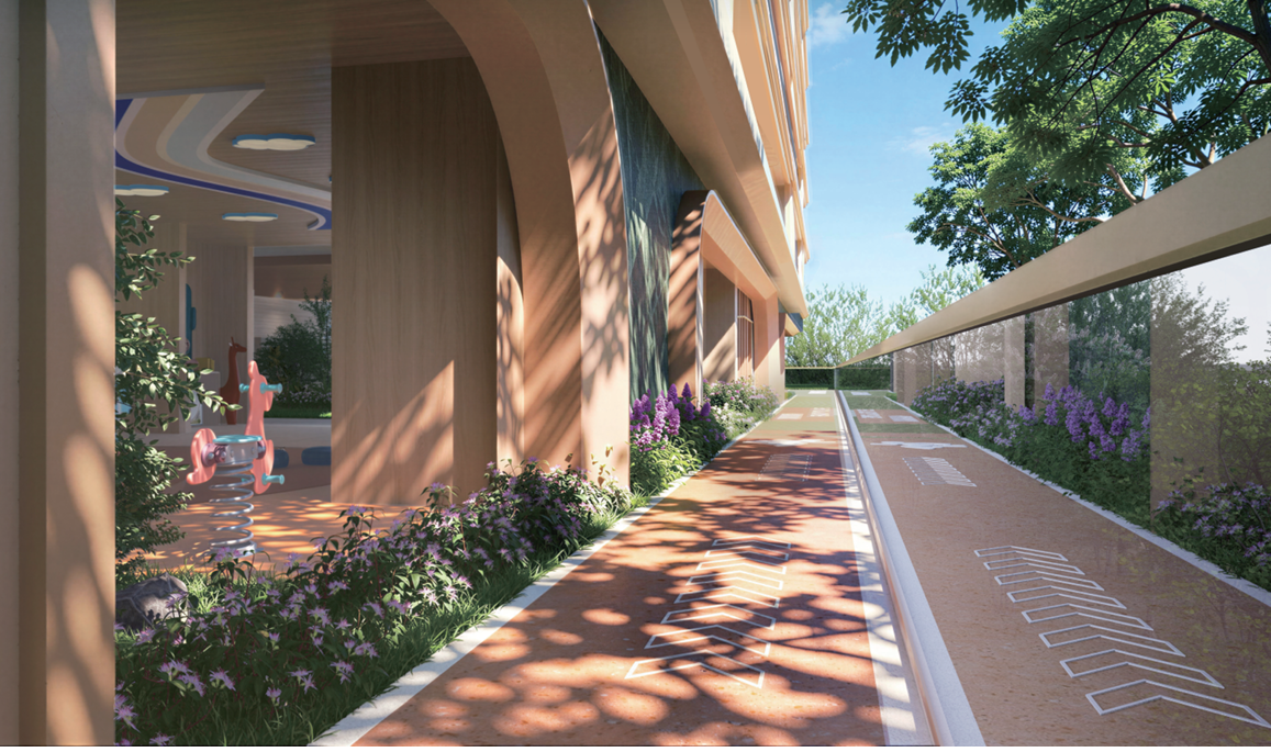 Avana Oasis Apartments landscaped jogging trail with dedicated walking paths, beautiful gardens and outdoor recreational spaces.