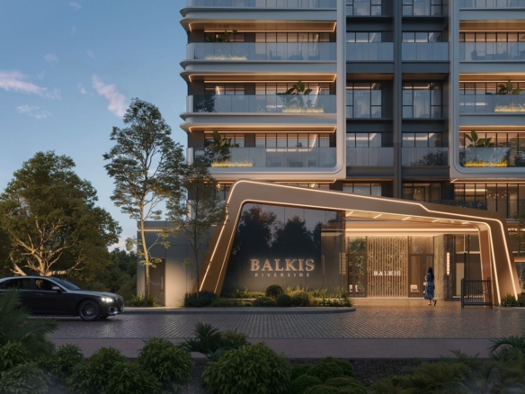 Balkis Residence Riverside Nairobi main entrance with contemporary architecture and landscaped driveway.