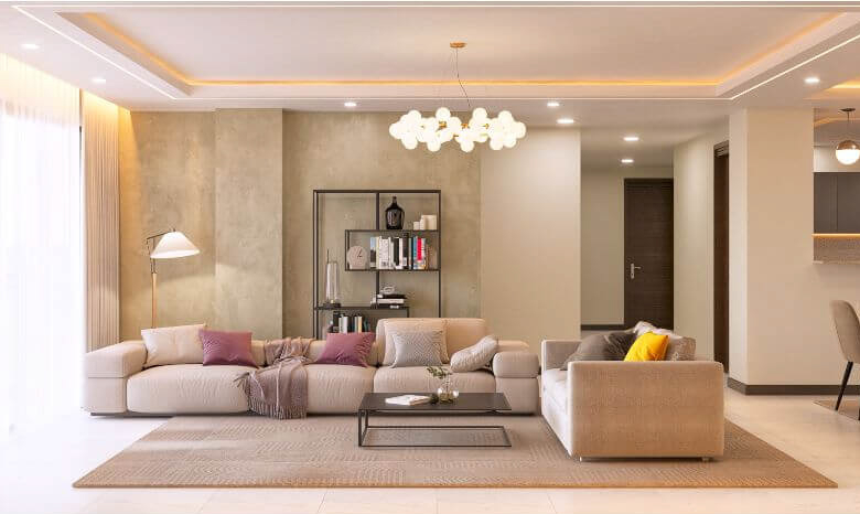 Hayat Heights apartments Kilimani elegant family lounge with comfortable sofas, modern lighting, decorative wall finishes and open-plan layout.