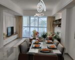Himalaya Heights furnished open-plan dining and living area with modern kitchen, contemporary furniture and elegant interior finishes.
