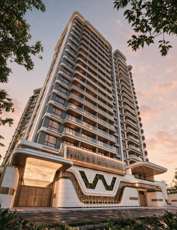 Mara Forest Residences luxury apartment exterior along East Church Road in Westlands, Nairobi, featuring modern architecture and curved balconies.