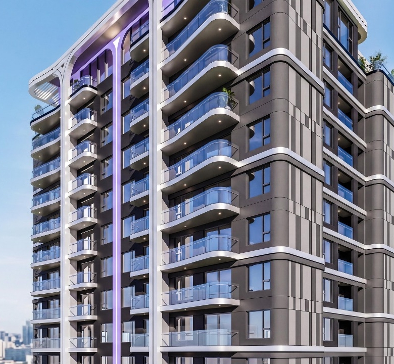 Sonder Space Residence modern apartment exterior in Kileleshwa featuring curved glass balconies and contemporary architectural design.