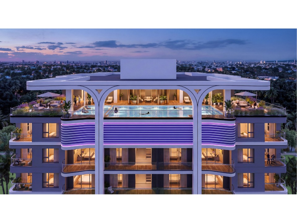 Sonder Space Residence rooftop swimming pool in Kileleshwa Nairobi featuring outdoor lounge areas and panoramic city views.