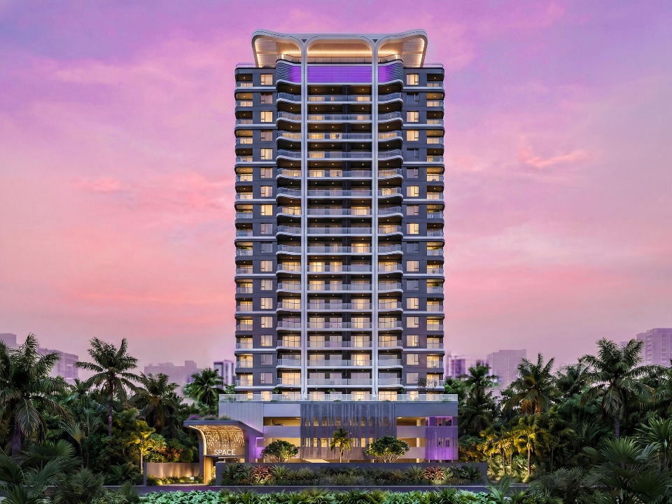 Sonder Space Residence high-rise apartments in Kileleshwa Nairobi featuring modern facade, glass balconies and landscaped entrance.
