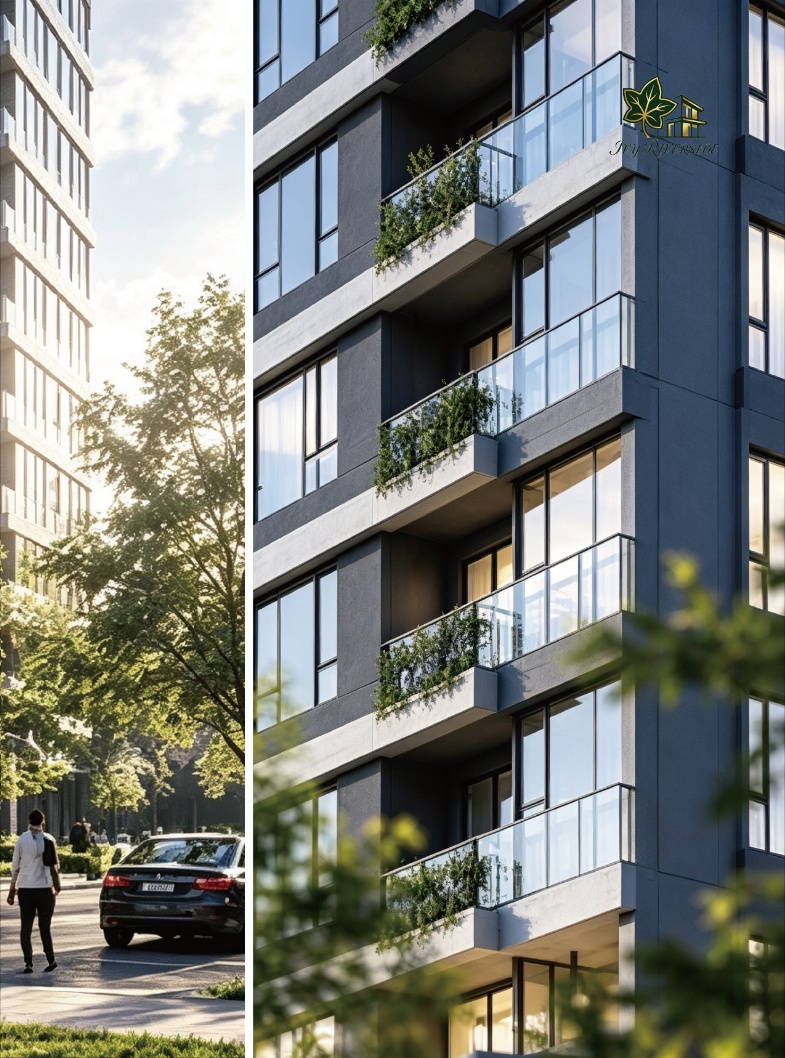 Ivy Riverside Residency apartment balconies exterior render