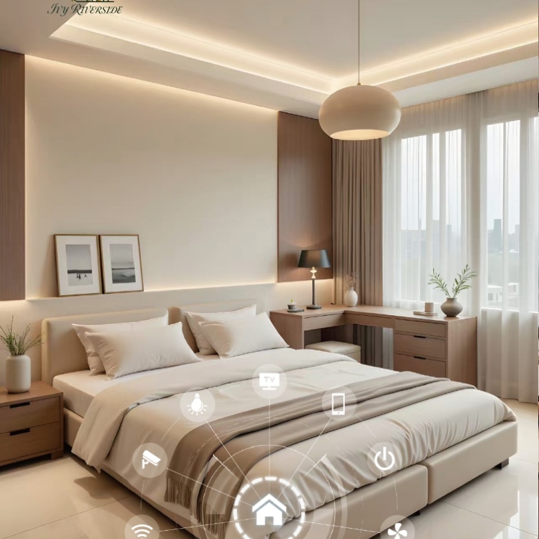 Ivy Riverside Residency modern bedroom interior render