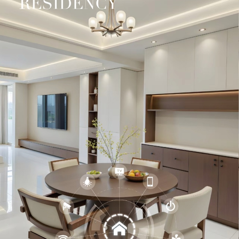 Ivy Riverside Residency modern dining area interior render
