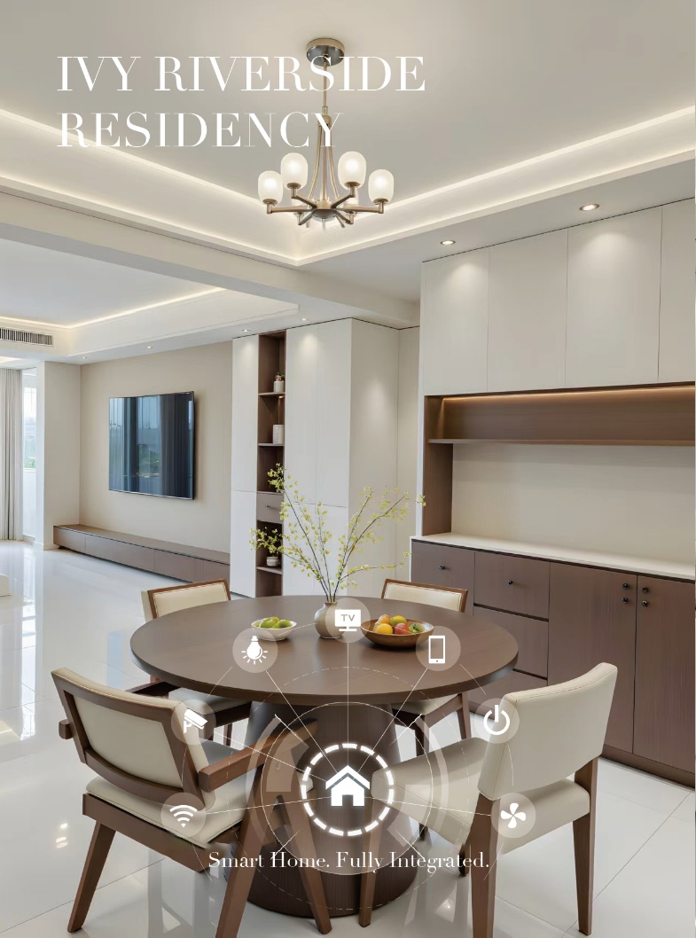 Ivy Riverside Residency modern dining area interior render