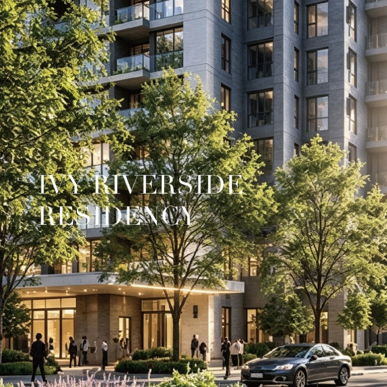 Ivy Riverside Residency landscaped entrance exterior render