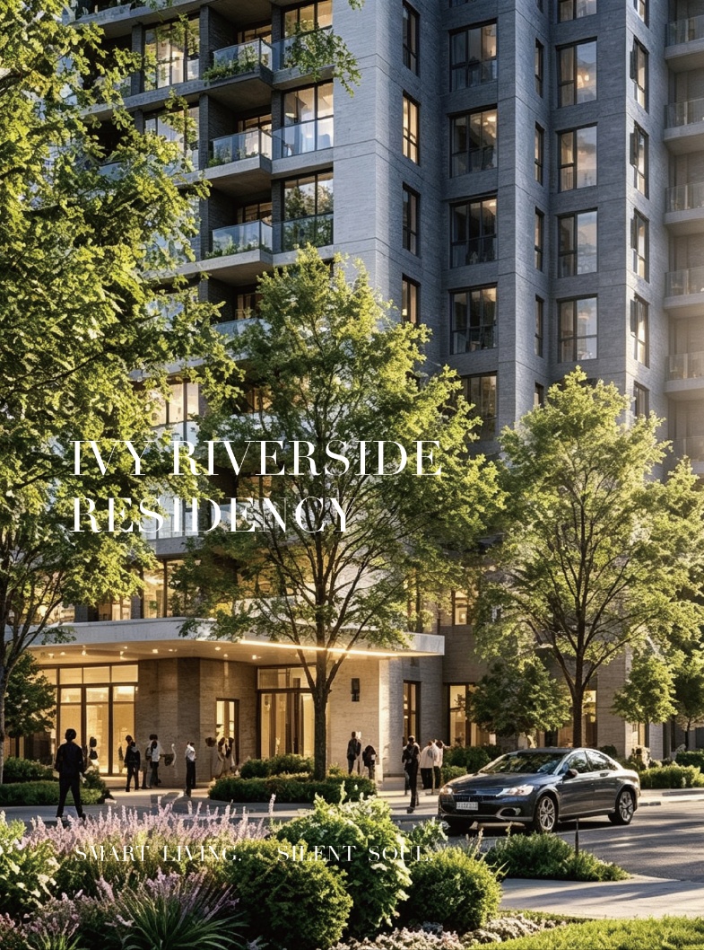 Ivy Riverside Residency landscaped entrance exterior render