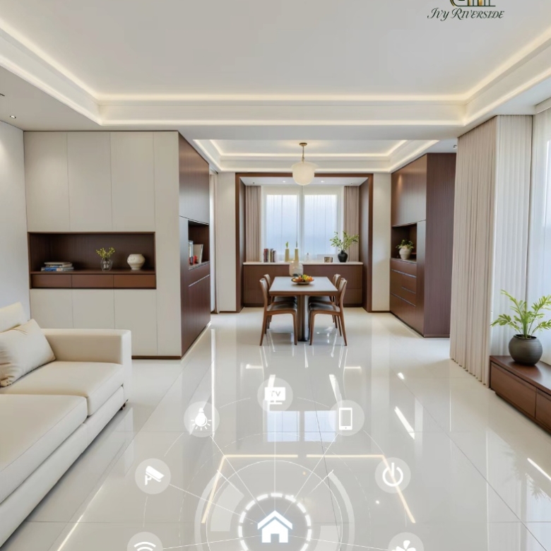 Ivy Riverside Residency modern apartment interior hallway render