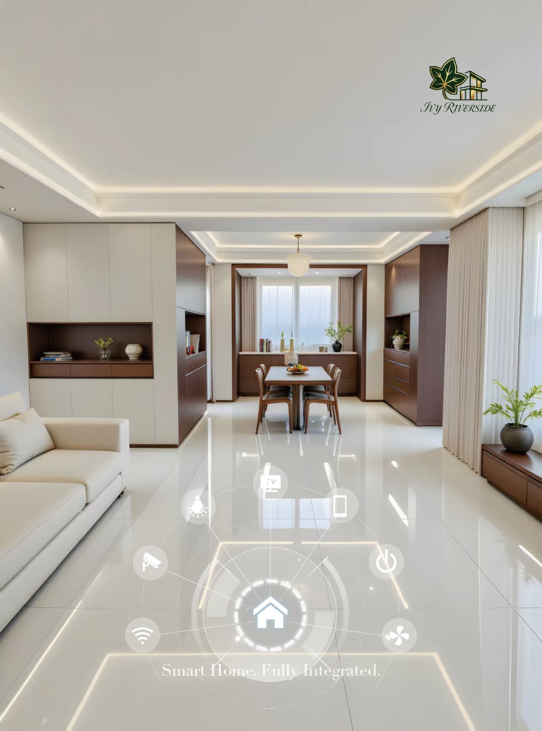 Ivy Riverside Residency modern apartment interior hallway render