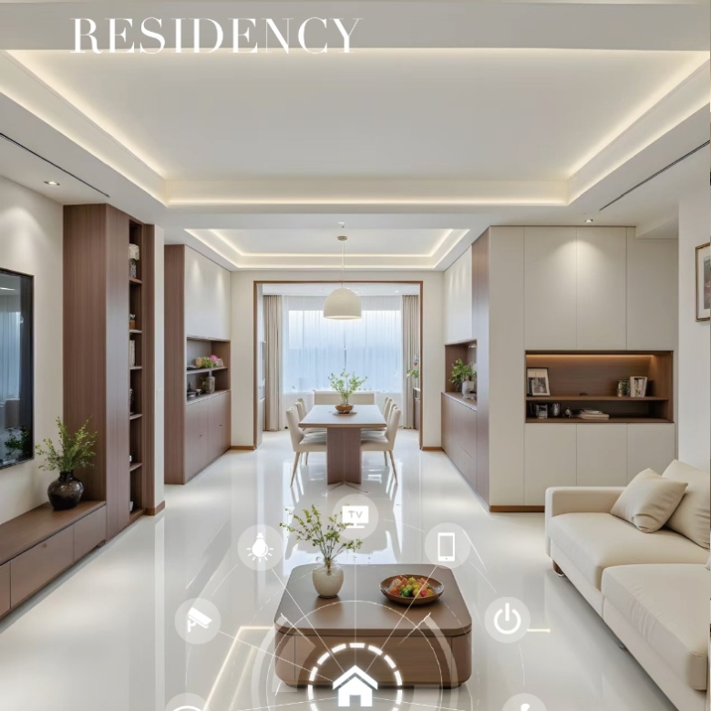 Ivy Riverside Residency contemporary apartment living area render