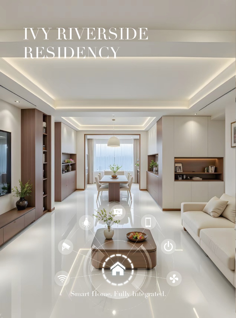 Ivy Riverside Residency contemporary apartment living area render