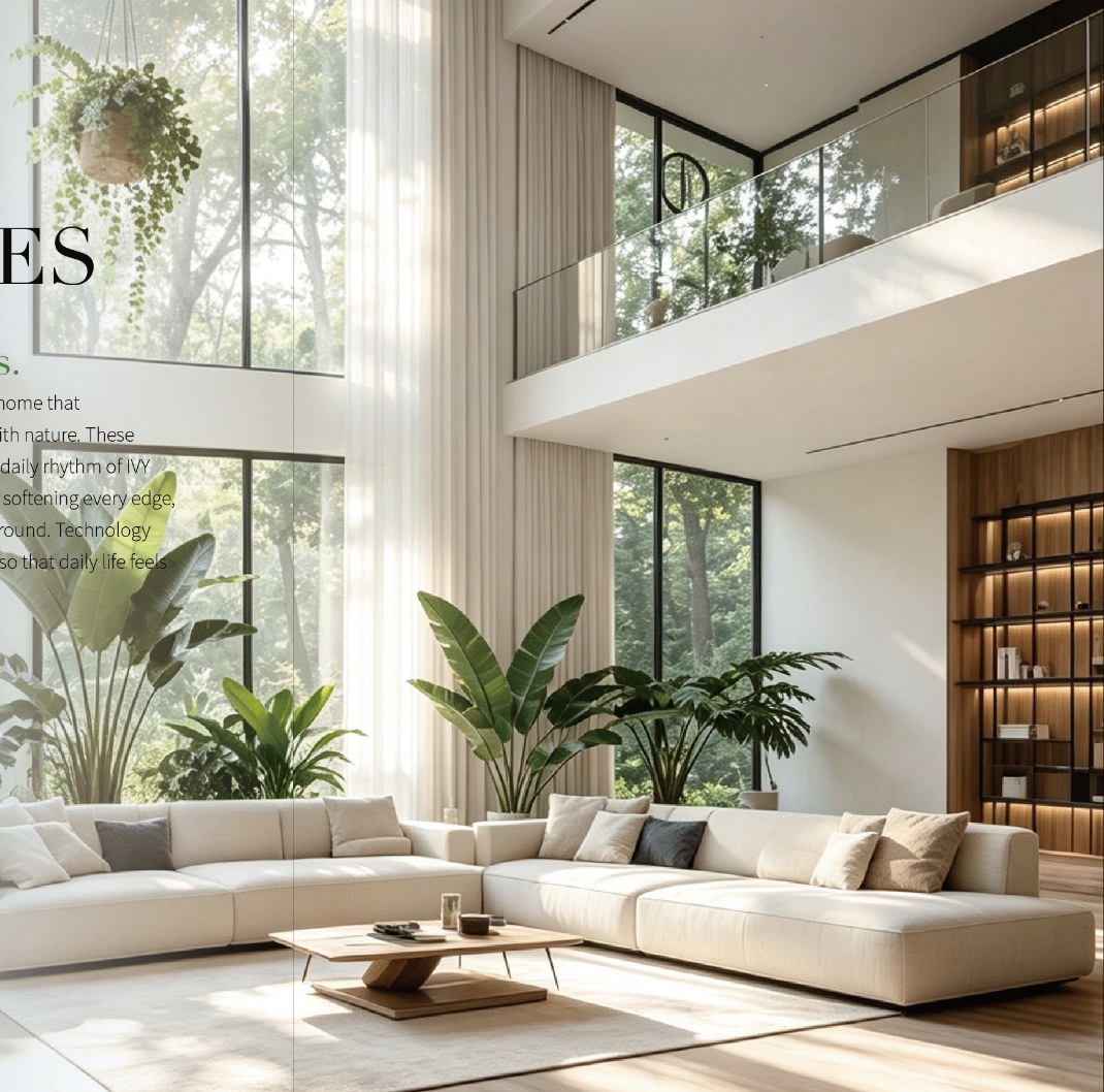 Ivy Riverside Residency luxury living room interior render