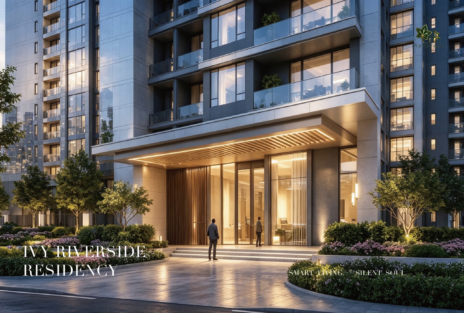 Ivy Riverside Residency apartment balconies exterior render