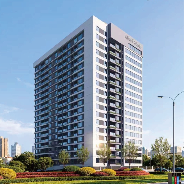 Ivy Riverside Residency apartment building street exterior render