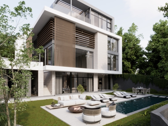 Leroux Villas modern luxury villa with private swimming pool and landscaped garden