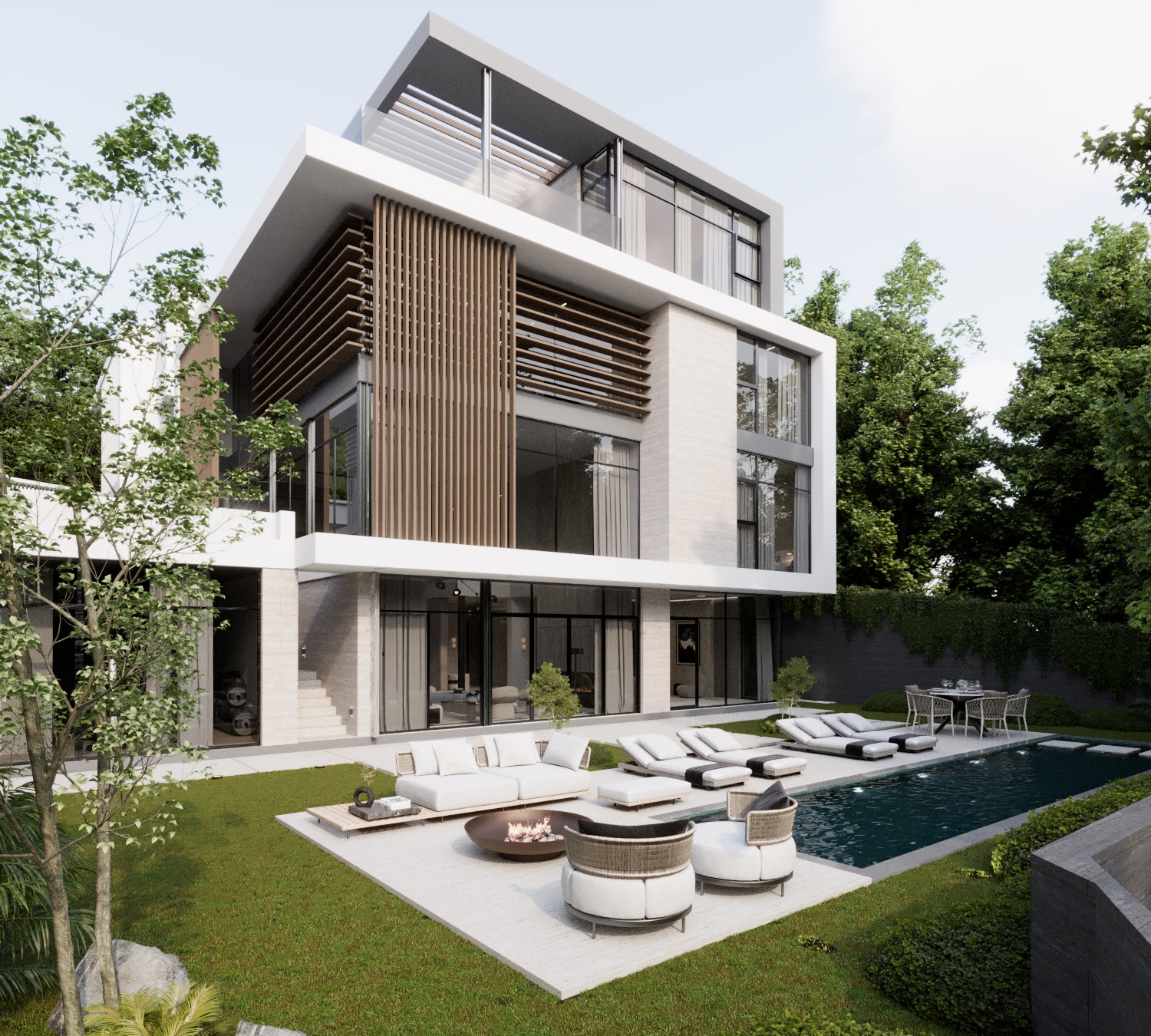 Leroux Villas modern luxury villa with private swimming pool and landscaped garden